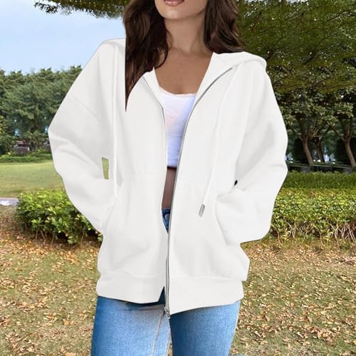 Zip Up Hoodie Women Oversized Long Sleeve Sweatshirt Casual Comfortable Fashion Pullover Jacket 2025 Autumn Winter Clothes