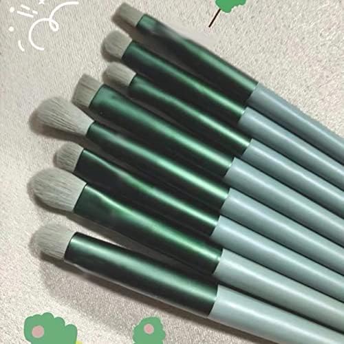 Makeup Brush Kit Soft Fiber Hair, Portable for Daily Travel, 13PCS Brushes for Face Eye Lip, Includes Storage Bag, Green