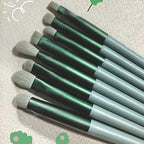 Makeup Brush Kit Soft Fiber Hair, Portable for Daily Travel, 13PCS Brushes for Face Eye Lip, Includes Storage Bag, Green