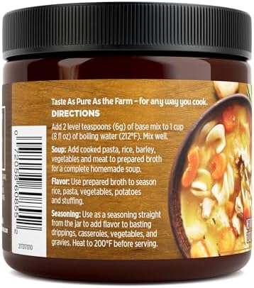 Orrington Farms Chicken Flavored Broth Base & Seasoning, Ready-To-Use, Chicken Bouillon Powder Concentrate, Versatile Usage, Season-To-Taste, Easy-To-Store, 12 oz Jar (Pack of 1)