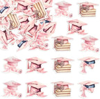 Gyufise 48Pcs Edible 2026 Graduation Cap Cupcake Toppers Diploma Party Decorations Class of 2026 Grad Cap Cupcake Picks for 2026 Graduate Theme Party Cake Food Supplies Pink
