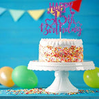 INNORU Purple Glitter Happy 15th Birthday Cake Topper for Cheers to 15 Years - Teenager Children's Birthday Party Cake Decorations