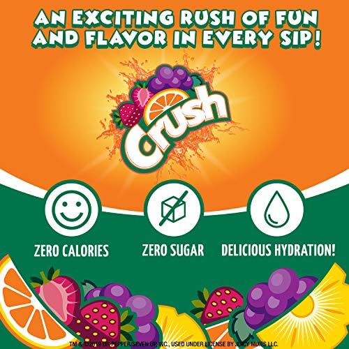 Crush, Orange, Liquid Water Enhancer – New, Better Taste! (4 Bottles, Makes 96 Flavored Water Drinks) – Sugar Free, Zero Calorie