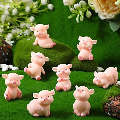 Sintuff 24 Pcs Mini Pig Figurines Cupcake Toppers Tiny Resin Pigs Pig Toy Statues Figurines Crafts for Kids Birthday Cake Baby Shower Theme Party Home Garden Supplies Decorations
