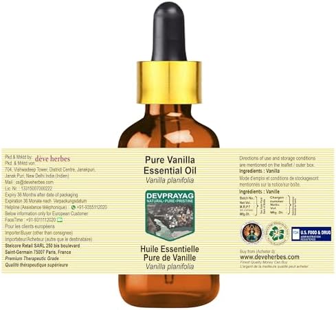 Pure Vanilla Essential Oil (Vanilla planifolia) with Glass Dropper Steam Distilled (Pack of Three) 100ml X 3 (10 oz)