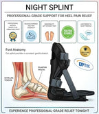 Night Splint for Plantar Fasciitis & Achilles Tendonitis — Professional Medical Grade, Universal Left or Right Foot, Adjustable Dorsiflexion, Breathable Design (Medium)