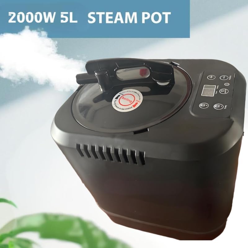 5L Sauna Steamer with Larger Volume and More Steam Output, Fcc Certified 5L & 2000W Steam Generator, Sauna Steamer Machine with Remote Control, Portable Sauna Steamer, Black