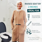 Toilet Seat Riser for Elderly, 2 Inches Elevated Toilet Seat Cushion for Seniors, Universal Fit – Raised Toilet Seat Pad, High-Density Foam, Fits Standard & Elongated Toilets, Waterproof Cover