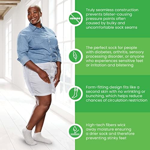 Seamless Mini-Crew Socks for Diabetes, Arthritis or Sensitive Feet