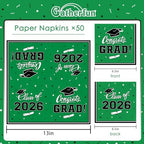 Gatherfun Graduation Party Disposable Napkins Paper Napkins for College High School Graduation 3-Ply 50 Pack Green