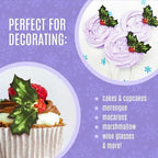 Sugar Robot Holly Leaves Cupcake Toppers - Christmas Cake Decorations Edible - Christmas Cupcake Toppers - Cake Topper - Decoration Made in the USA - Premium Crafted - 24 Pcs Pack