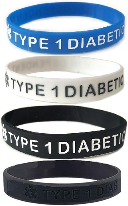 JOYID Blood THINNER Diabetic Type 1/2 Rubber Medical Alert ID Emergency Bracelet Warning Wristband Bracelets