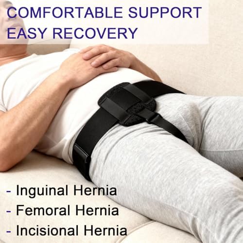 Hernia Belts for Men and Women - Left or Right Side Hernia Support Truss - for Inguinal Groin Pain - Comfortable Adjustable Waist Strap Guard - with Removable Compression Pad