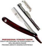 Krisp Beauty Professional Classic Straight Edge Barber Razor For Close Shaving - Salon Quality Manual Men's Beard Cut Throat Shavette With 10 Shaving Blades