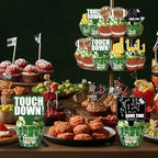48Pcs Football Cupcake Toppers and Wrappers | Football Theme Birthday Sports Game Day Sunday Party Decoration Supplies