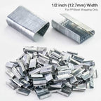 QWORK 1/2" Steel Strapping Seals – 1000 Pack Metal Clips for PP or Steel Banding, Pallet & Cargo Securing