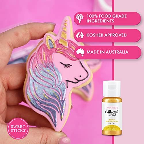 Sweet Sticks Edible Art Decorative Cake Paint 0.5 Ounce (15 Milliliters), Metallic Sunkissed Gold