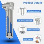 5pcs Titanium Multitool Keychain, Compact Portable Multi-Tool with Bottle Opener, Adjustable Wrench, Nail Puller & Caliper for Outdoor, Camping, EDC & Emergency Use