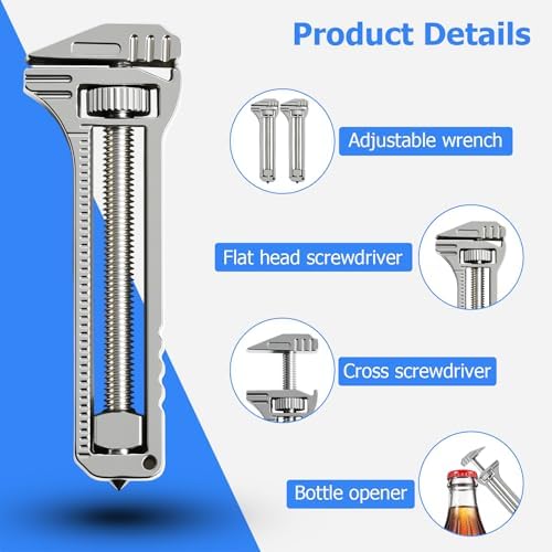 5pcs Titanium Multitool Keychain, Compact Portable Multi-Tool with Bottle Opener, Adjustable Wrench, Nail Puller & Caliper for Outdoor, Camping, EDC & Emergency Use