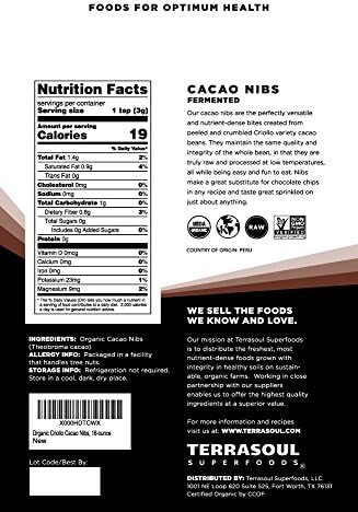 Terrasoul Superfoods Raw Organic Cacao Nibs, 5 Lbs (5 Pack) - Raw | Keto | Vegan