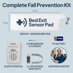 Smart Caregiver Bed Alarm for Elderly Adults – Fall Prevention System with 10"x30" Weight-Sensing Bed Pad – Automatically Alerts Caregiver When They Get Up