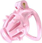 Male Fixed Training Cage Protection Cage (Curved) with Pink Silicone Spikes for Security (US-A134) (E5P)