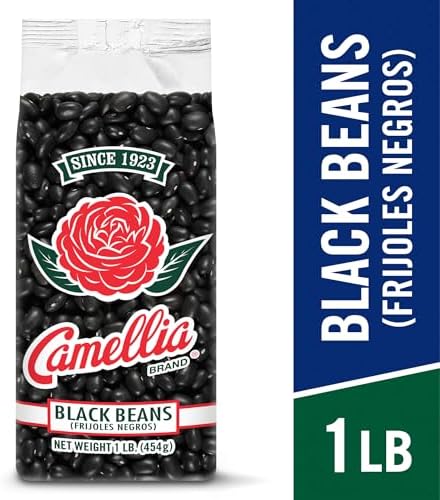 Camellia Brand Dried Black Beans, Frejoles Negros – Premium Non-GMO Black Turtle Beans for Soups, Chili, Tacos, Burritos, Rice & Peas, Latin & Southwestern Cooking – Gluten-Free, High Protein, Vegan & Vegetarian Friendly, 1 Pound (Pack of 2)