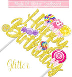 Lollipop Birthday Cake Topper Candy Party Supplies Candyland Birthday Party Decorations Gold Glitter Candyland Cake Topper Decorations for Candyland Theme Birthday Party Sweet Baby Shower Decorations