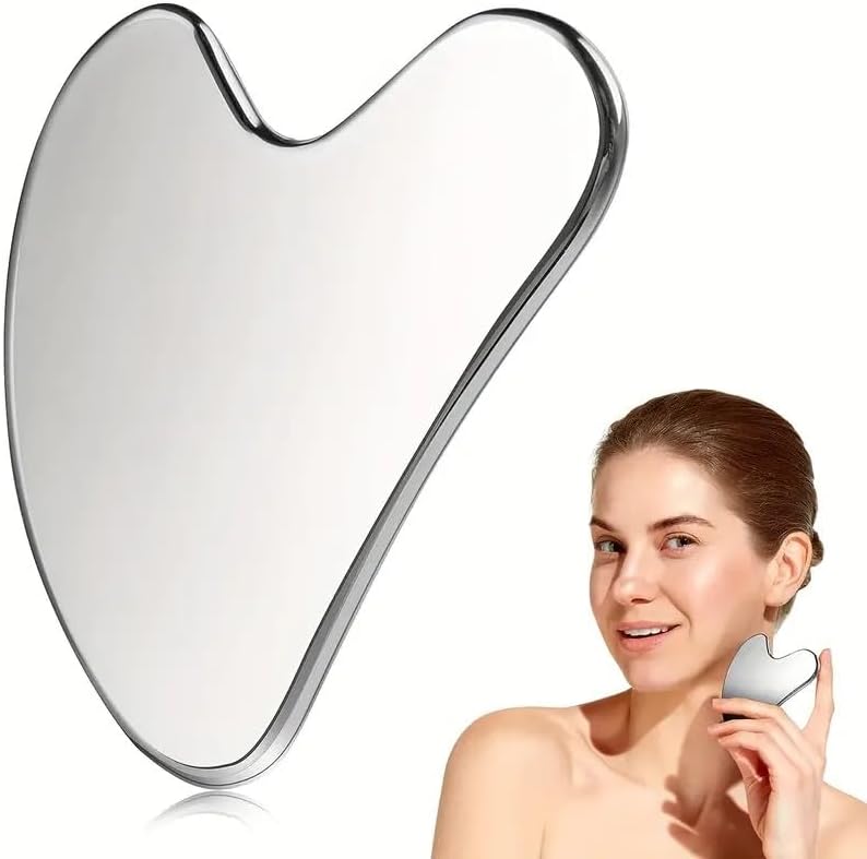 Stainless Steel Gua Sha Tools for Face, Metal Guasha Board Facial Tool Lymphatic Drainage Skin Care Massager for Body Eyes Neck