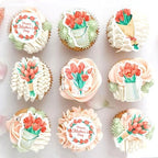 40Pcs Edible Happy Mother's Day Cupcake Toppers Edible Tulip Bouquet Cupcake Picks for Floral Mother's Day Cupcake Decorations Mom's Floral Birthday Party Cake Decorations Supplies