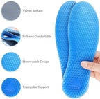 1Pair Blue Silicone Honeycomb Shaped Gel Full Length Insoles Unisex No-Slip Breathable Sports Insole Cushion Shock Absorbing Shoe Insoles Replacement Shoe Inserts (Large)