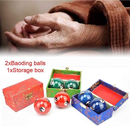 2Pcs Chinese Health Exercise Stress Baoding Balls, Meditation Massage Handball with Box, Hand Exercise Ball for Men Women Hand Exercises and Stress Relief(Color:Green Tai Ji)
