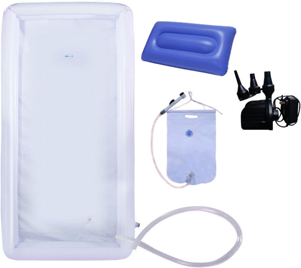 Inflatable Bathtub, Bedside Shower Kit Inflatable Bathtub Shower, with Water Bag Bath in Bed Assistive aid W/Air Pillow for The Pregnant, Elderly,Ordinary Pillow