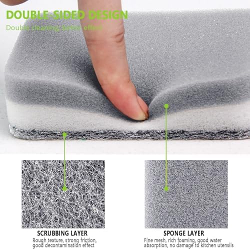 Kitchen Cleaning Sponges, 6 Pack Heavy Duty Scrub Sponges Cleans Fast Non-Scratch Sponge for Washing Dishes and Cleaning Kitchen (Grey)