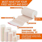 Premium Elastic Bandage Wrap 6 inch 2 Pack Reusable Versatile Self-Closing Compression Bandage Wraps for Ankles, Wrists Knee, Tummy and Body Cotton Lymphedema Wraps for Legs Latex-Free