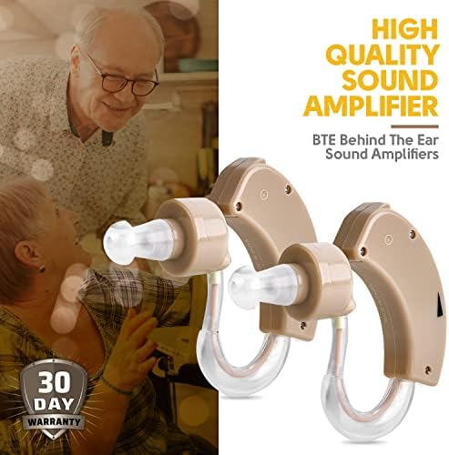 MEDca BTE Hearing Aids for Seniors - Behind the Ear Sound Amplifier Super Mini Size Sound Enhancer For Better Hearing (Pair)