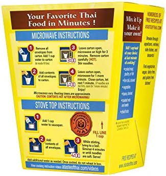 A Taste of Thai Yellow Curry Noodles |Heat & Eat Instant Noodle | Flavored with Authentic Thai Sauce -Non-GMO,Gluten Free, Trans Fat Free- Perfect Side for Chicken, Fish & Meat Entrees| 6 Pack (4.5oz)