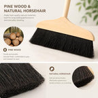 Mikikit Horsehair Broom with Long Handle Soft Bristle Sweeper Wooden Broom Indoor for Hardwood Floors Carpets Home Kitchen Office Pet Hair Cleaning