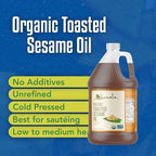 Kevala Organic Toasted Sesame Oil - Oil with Medium Smoke Point Suitable for Light Roasting and Stir-frying, Kitchen Pantry Essential Great for Asian-Style Recipes and Making Sauces, 128 fl oz, 1 gal