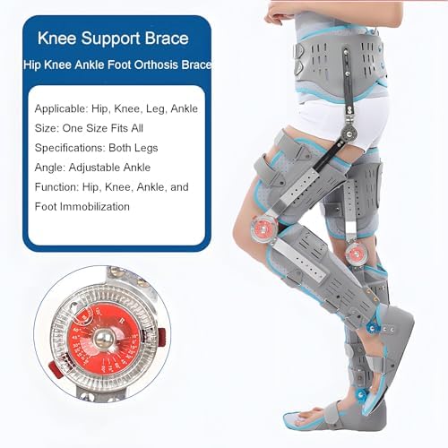 Adjustable Full Leg Brace, Hip Knee Ankle Foot Orthosis Braces,Ankle Immobilizer, Knee Joint Rehabilitation Training Device(Right)