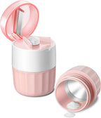 Pill Crusher Fine Powder - Cotatoc 3-in-1 Pill Crusher with Stainless Steel Grinding Pestle, Portable Pill Cutter and Crusher for Elderly and Pets (Pink)