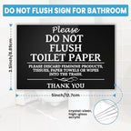 Please Do Not Flush Sign,Thick Acrylic Self-Adhesive Flush Only Toilet Paper Sign, Ideal for Restaurants, Bars, Hotels, and Airbnb (Black)