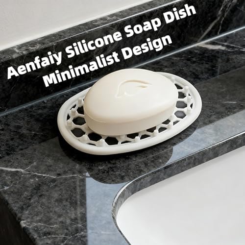 2 Pack Soap Dish for Shower, Non-Slip Silicone Bar of Soap Holder Saver Pad with Efficient Drainage Holes, Bar Soaps Saver for Shower Niche/Shelf, Bathtub, Bathroom Sink, Kitchen Counter