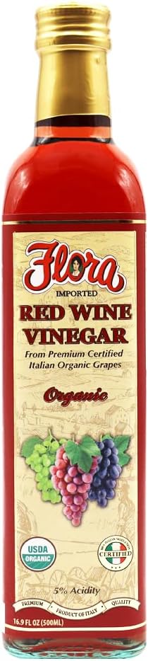 Flora Foods Organic Red Wine Vinegar 500 ml Glass Bottle