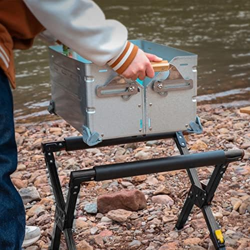 Naroote Folding Cooler Stand Frame, Camping Cooler Stand Aluminum Alloy Adjustable Outdoor Cooler Stand for Camping, BBQ, Fishing, Luggage Stand for Guest Room Foldable