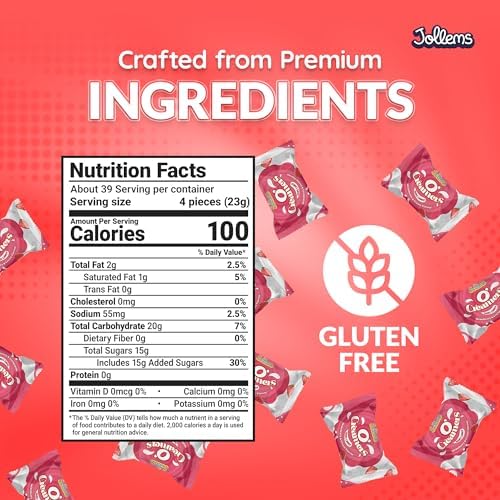 Jollems O’ Creamers Strawberry & Cream Flavored Hard Candy | Individually Wrapped | 2 Pound Bulk Bag