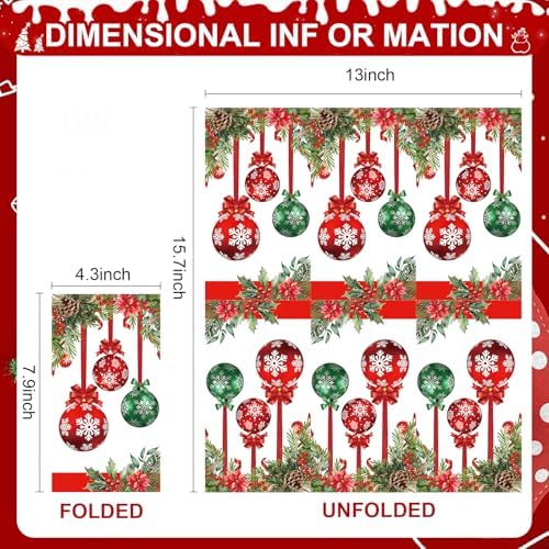 Christmas Paper Napkins,3 Ply Christmas Napkins Disposable Red White Green Dinner napkins Xmas Table Decorative,Guest Hand Towel for Bathroom Home Kitchen christmas Holiday(80 Pcs)