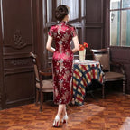 Chinese Women's Cheongsam Qipao Dress Slim Bodycon Exotic Long Split Dresses Wedding Costumes Gown Vintage Lunar New Year