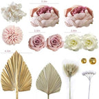 32 PCS Boho Cake Topper Flower Palm Leaves Cake Decorations for Bohemian Wedding Baby Shower Birthday Party Supplies (Boho)