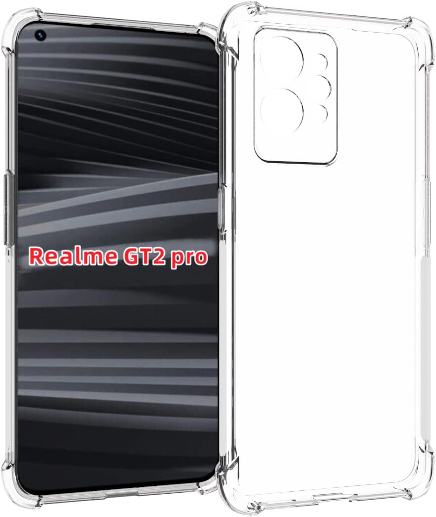USTIYA Case for Realme GT 2 Pro Clear TPU Four Corners Protective Cover Transparent Soft funda